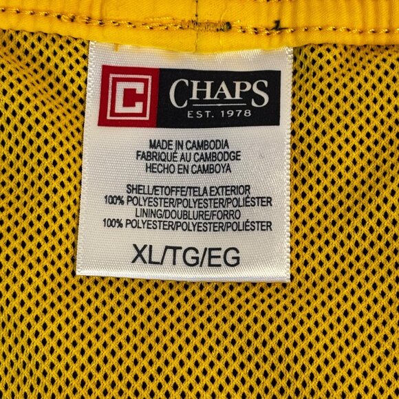 Chaps Men’s XL Black, Yellow, & White Swim Trunks With Drawstring & Pockets - Picture 3 of 9